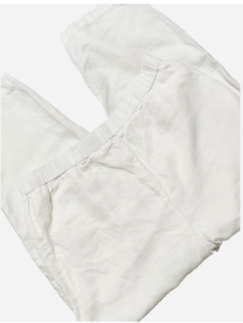 Quince White 100% European Linen Pants Women's Large Relaxed Lagenlook Coastal - Picture 4 of 10